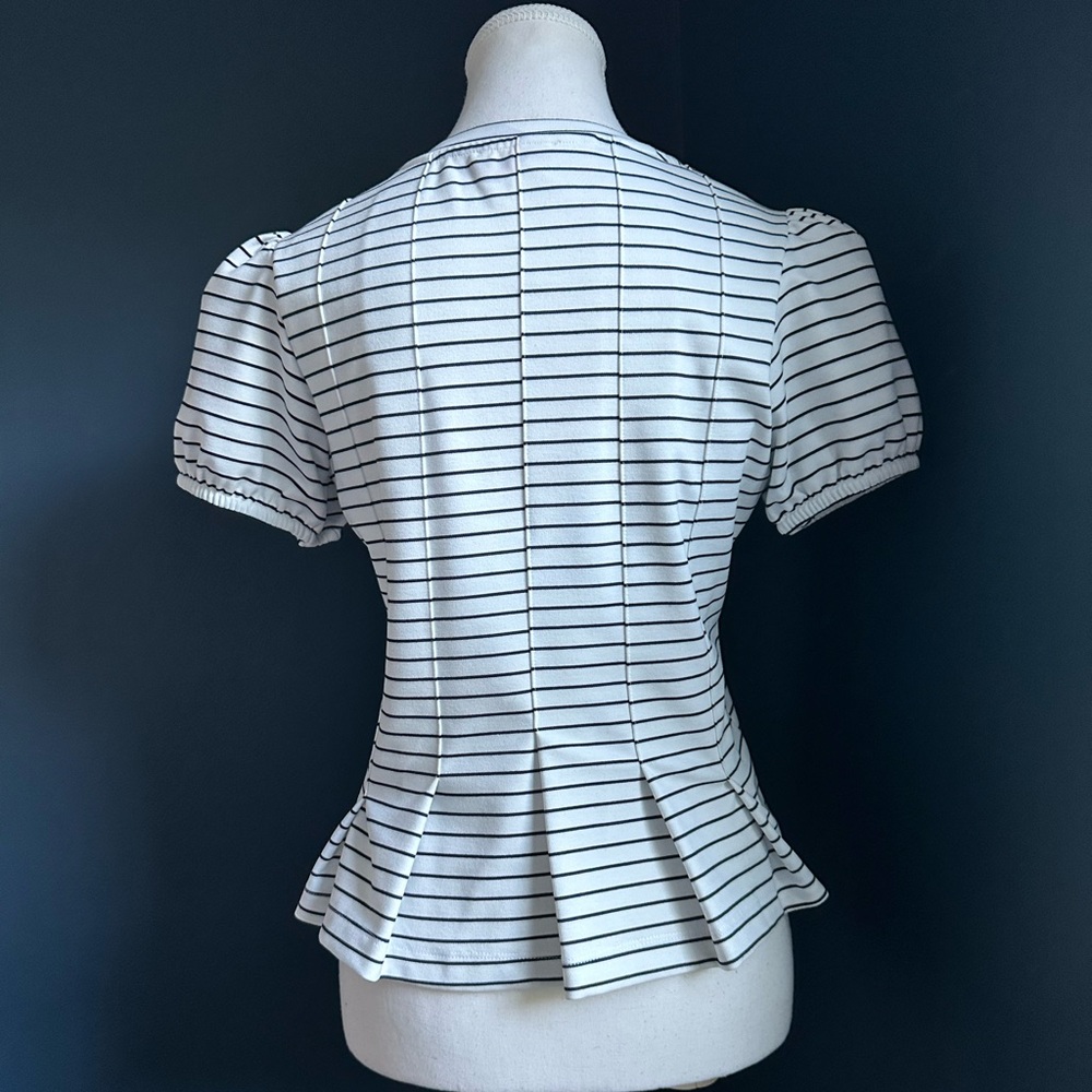 Anthropologie | Maeve Corset Peplum Top- Striped Nautical Classic, Size Small - Picture 8 of 15